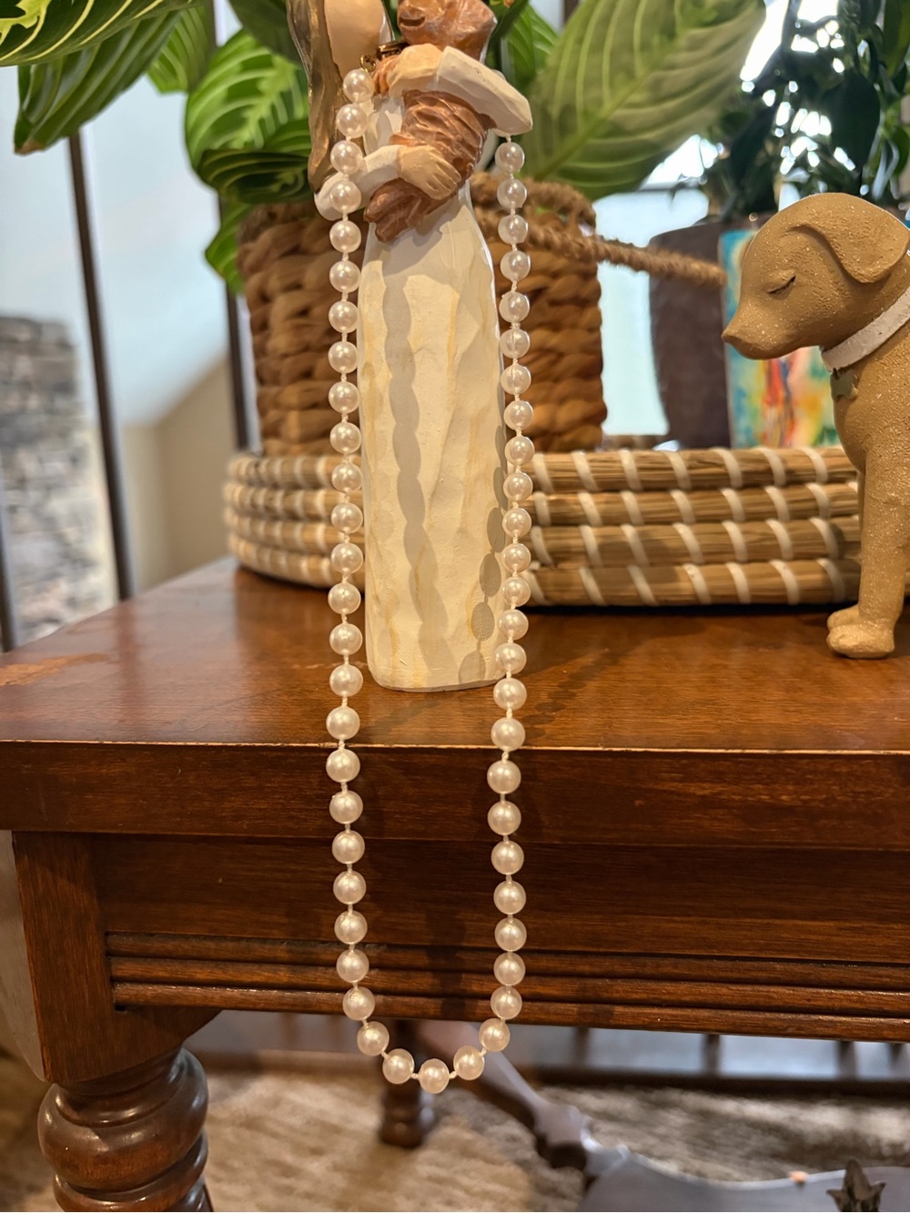 Vintage Faux Bead Necklace Bundle in White Pearlescent Finish